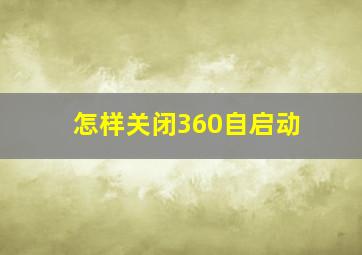 怎样关闭360自启动