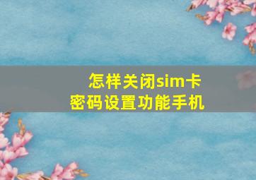 怎样关闭sim卡密码设置功能手机