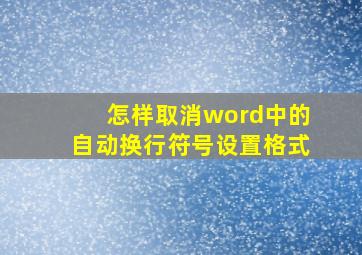 怎样取消word中的自动换行符号设置格式