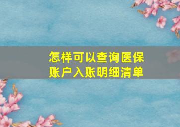 怎样可以查询医保账户入账明细清单