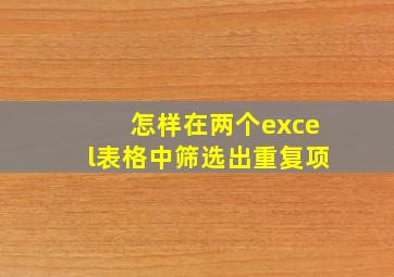 怎样在两个excel表格中筛选出重复项