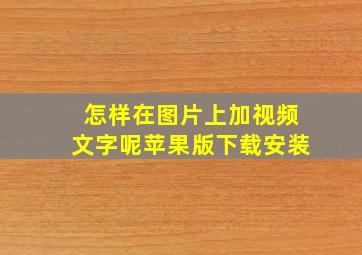 怎样在图片上加视频文字呢苹果版下载安装