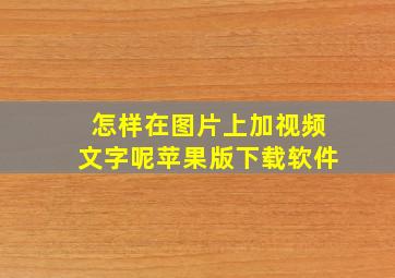 怎样在图片上加视频文字呢苹果版下载软件