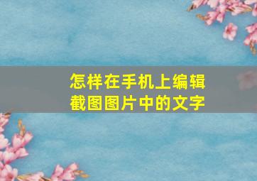 怎样在手机上编辑截图图片中的文字