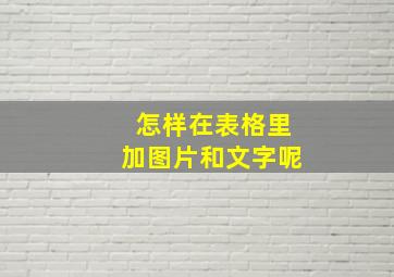 怎样在表格里加图片和文字呢