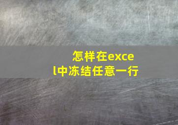 怎样在excel中冻结任意一行