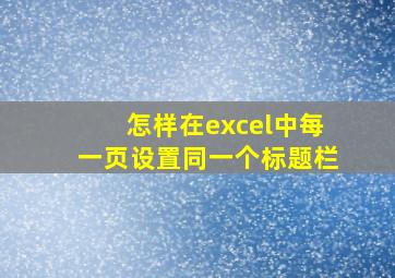 怎样在excel中每一页设置同一个标题栏