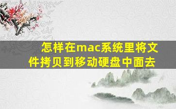 怎样在mac系统里将文件拷贝到移动硬盘中面去