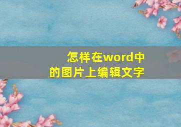 怎样在word中的图片上编辑文字