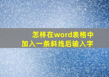 怎样在word表格中加入一条斜线后输入字