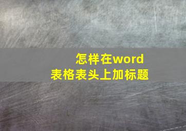 怎样在word表格表头上加标题