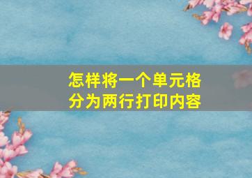 怎样将一个单元格分为两行打印内容