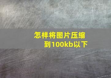 怎样将图片压缩到100kb以下