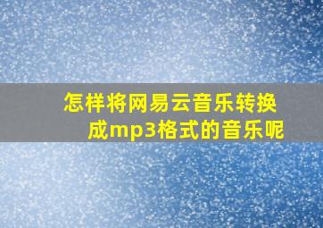 怎样将网易云音乐转换成mp3格式的音乐呢