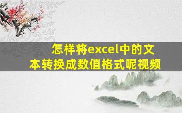 怎样将excel中的文本转换成数值格式呢视频