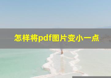 怎样将pdf图片变小一点