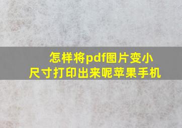 怎样将pdf图片变小尺寸打印出来呢苹果手机