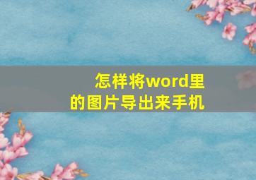 怎样将word里的图片导出来手机