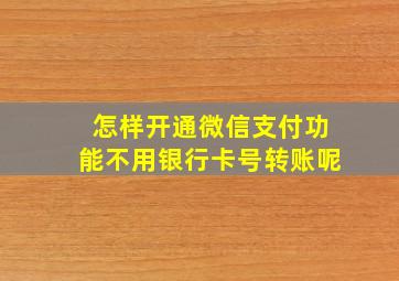 怎样开通微信支付功能不用银行卡号转账呢