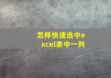 怎样快速选中excel表中一列