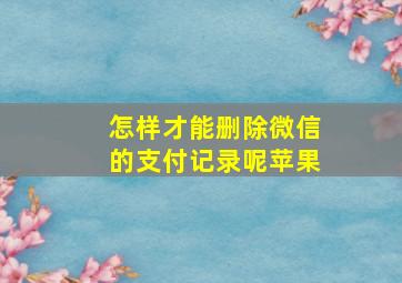 怎样才能删除微信的支付记录呢苹果