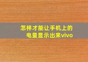 怎样才能让手机上的电量显示出来vivo