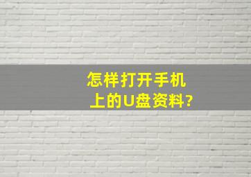 怎样打开手机上的U盘资料?