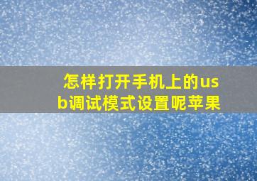 怎样打开手机上的usb调试模式设置呢苹果