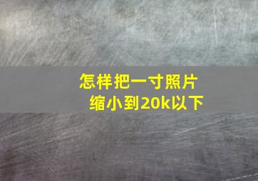 怎样把一寸照片缩小到20k以下