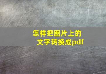 怎样把图片上的文字转换成pdf