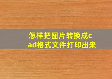 怎样把图片转换成cad格式文件打印出来