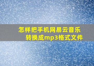 怎样把手机网易云音乐转换成mp3格式文件