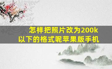 怎样把照片改为200k以下的格式呢苹果版手机