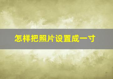 怎样把照片设置成一寸