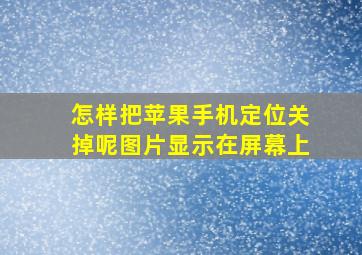 怎样把苹果手机定位关掉呢图片显示在屏幕上