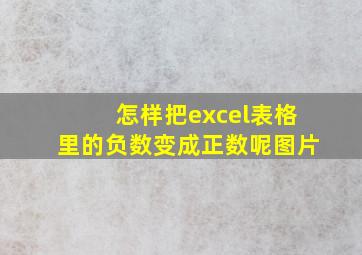 怎样把excel表格里的负数变成正数呢图片