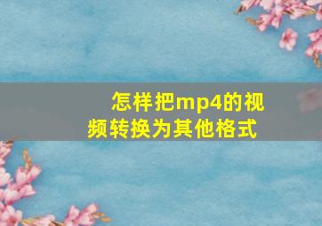 怎样把mp4的视频转换为其他格式