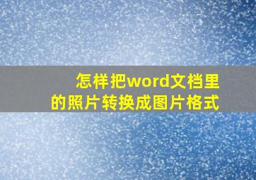 怎样把word文档里的照片转换成图片格式