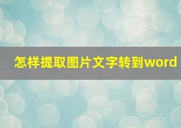 怎样提取图片文字转到word