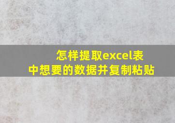 怎样提取excel表中想要的数据并复制粘贴