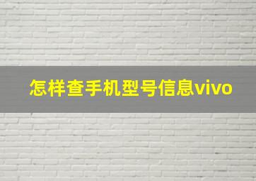 怎样查手机型号信息vivo