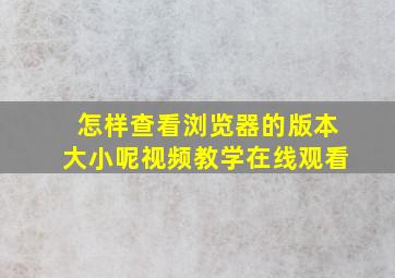 怎样查看浏览器的版本大小呢视频教学在线观看