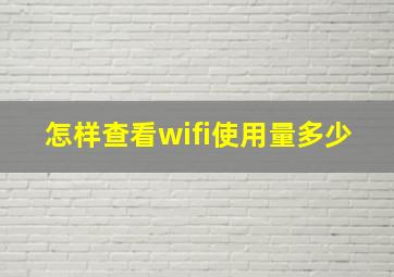 怎样查看wifi使用量多少