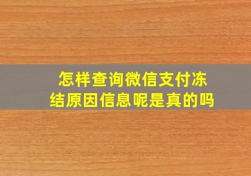 怎样查询微信支付冻结原因信息呢是真的吗