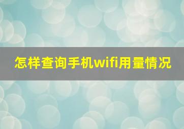 怎样查询手机wifi用量情况