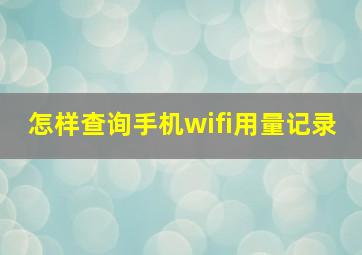 怎样查询手机wifi用量记录