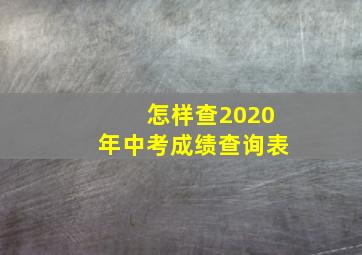 怎样查2020年中考成绩查询表