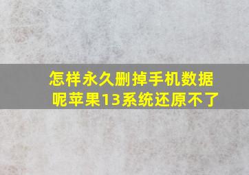 怎样永久删掉手机数据呢苹果13系统还原不了