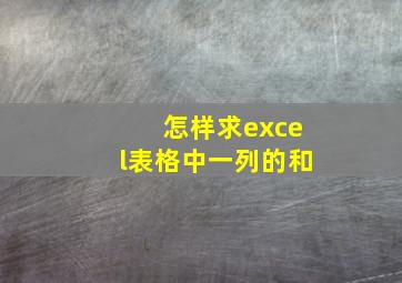 怎样求excel表格中一列的和