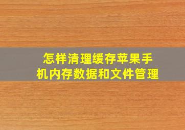 怎样清理缓存苹果手机内存数据和文件管理